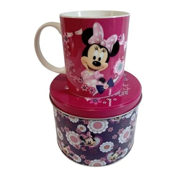Caneca Porcelana Disney Minnie  Na Lata  350ml