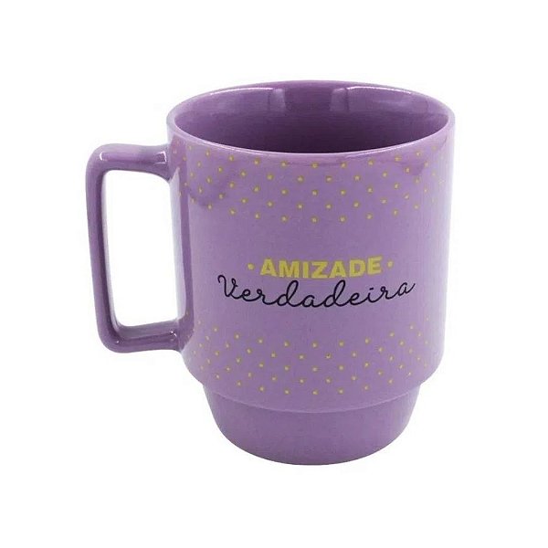 Caneca Tina Porcelana  Amizade Verdadeira 400ml