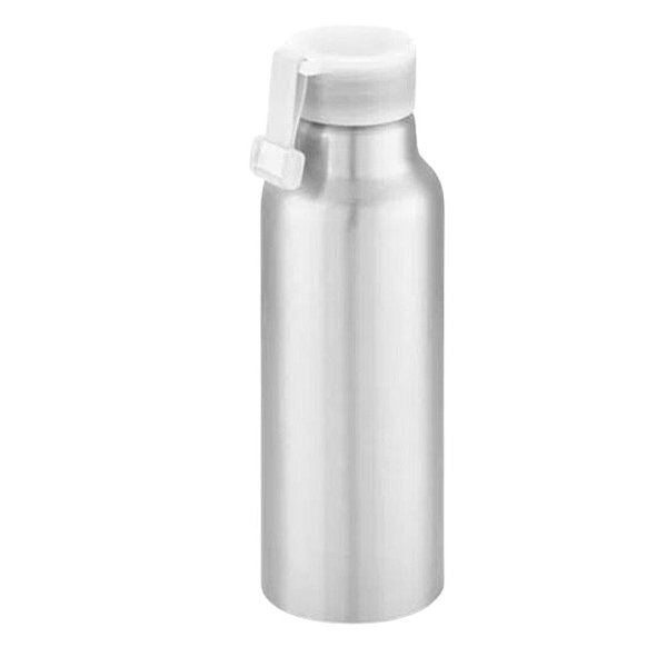 Garrafa de alumínio 570ml com tampa de fita de silicone Branca - Prata