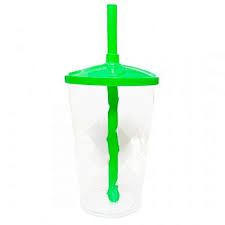 Copo Twister 500ml Transparente com Tampa e Canudo Verde