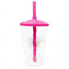 Copo Twister 500ml Transparente com tampa e canudo Rosa