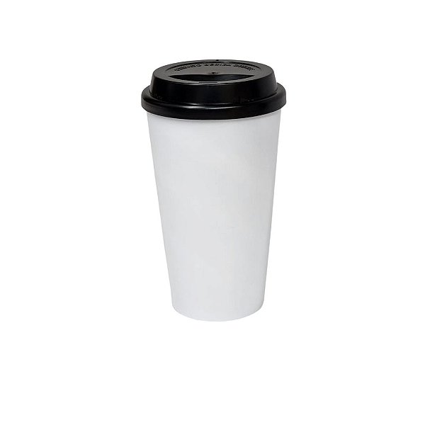 Copo Buck 500ml Branco com Tampa Preta
