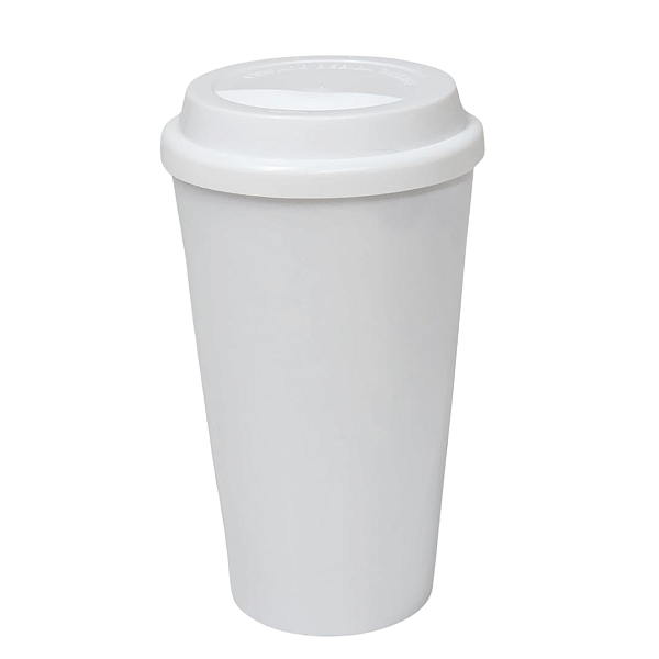 Copo Buck 500ml Branco com Tampa Branca