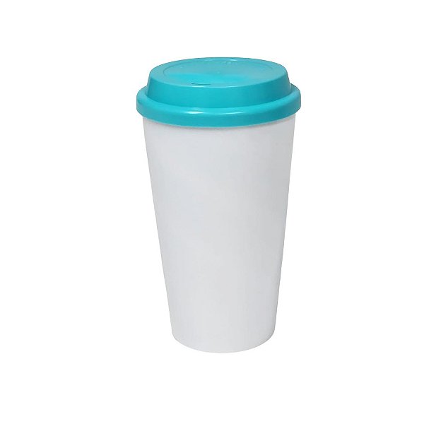 Copo Buck 500ml Branco com Tampa Verde Tiffany
