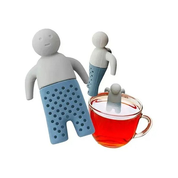 Infusor Para Chá Silicone Cinza/Azul Claro
