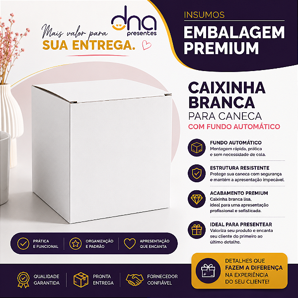 Caixinha Branca para Caneca com Fundo Automático