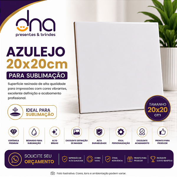 Azulejo 20X20 Branco - Para Sublimação