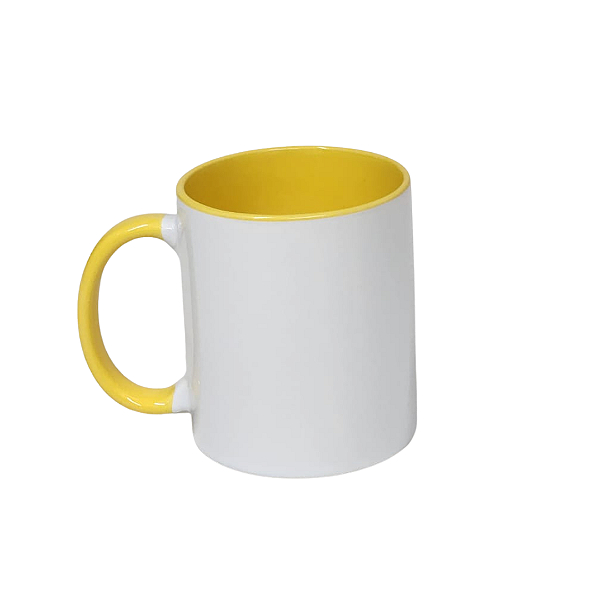 Caneca Cerâmica 325ml com Alça e Interior Amarela Metalnox