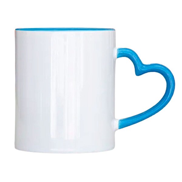 Caneca Cerâmica com Alça Coração Interior Azul Claro 325ml Metalnox