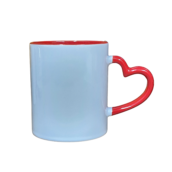 Caneca Cerâmica com Alça Coração Interior Vermelha 325ml Live
