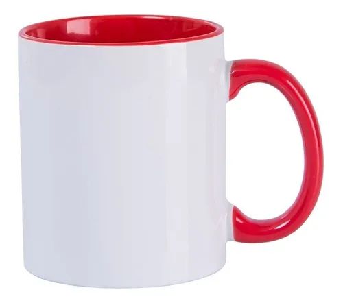 Caneca Cerâmica 325ml com Alça e Interior Vermelha Metalnox