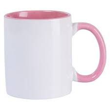 Caneca Cerâmica 325ml com Alça e Interior Colorido Rosa Metalnox
