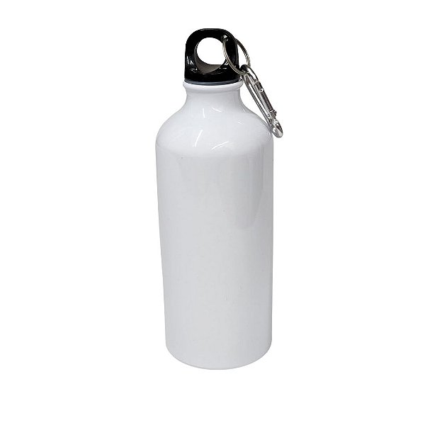 Garrafa Squeeze de Alumínio 500ml Branca com Mosquete Metalnox