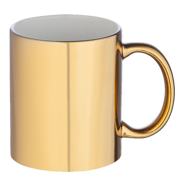 Caneca Cerâmica 325ml Metalizada Dourada JKB
