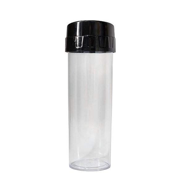 Garrafa Water Transparente 450ml com Tampa Preta Acqua Bio