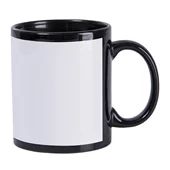 Caneca Cerâmica 325ml Preta com Tarja Branca JKB