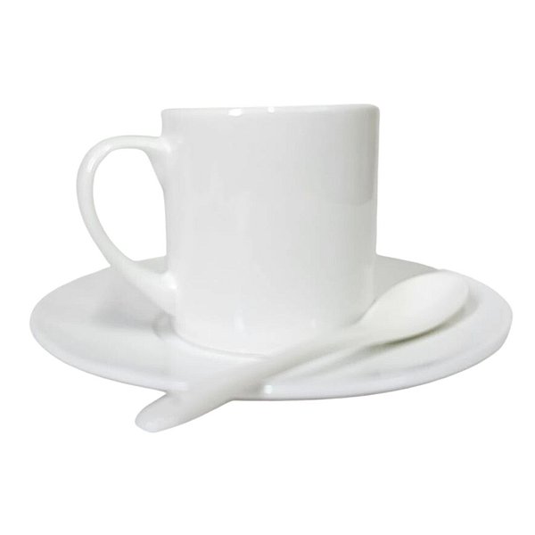 Xícara 180ml com Pires e Colher Branca Live