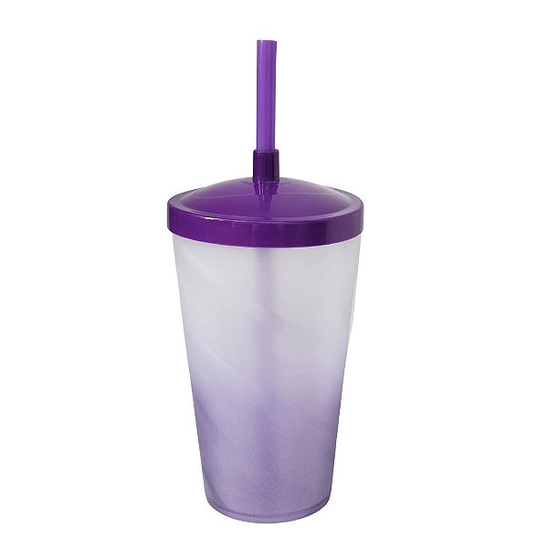 Copo Twister 500ml Degradê com tampa e canudo Roxo