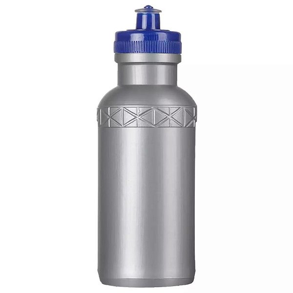 Squeeze de Plástico Prata c/ Prime 500ml Azul - Sem Gravação