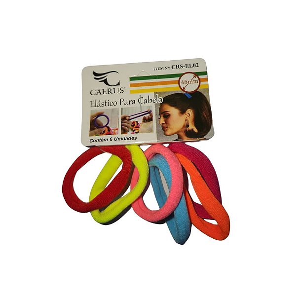 Kit com 06 Elásticos Colorido para cabelo