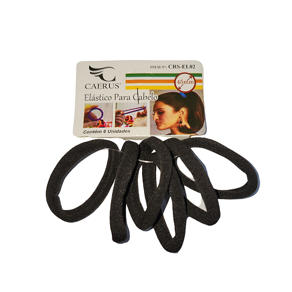 Kit com 06 Elásticos Preto para cabelo
