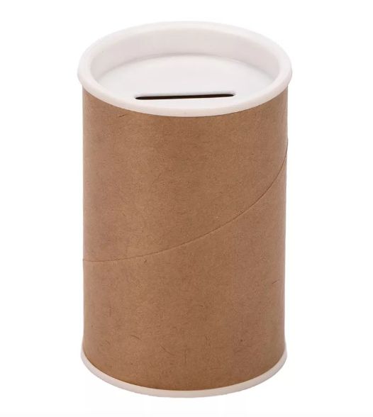 Tubo Lata Cofrinho 6X10cm Tampa Branca