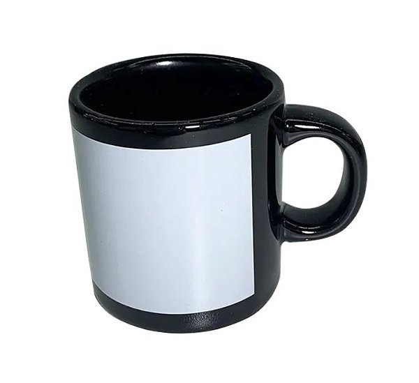 Xícara Preta com Tarja Branca 100ml Sublime