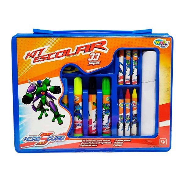 Maleta P/ Pintura Escolar 33 Peças Hero Squad - Well kids