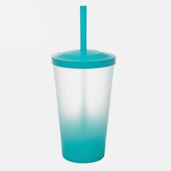 Copo Twister 500ml Degradê com Tampa e Canudo Verde Tiffany