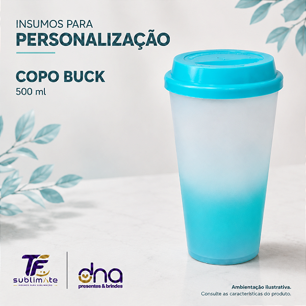 Copo Buck 500ml Degradê com Tampa Verde Tiffany