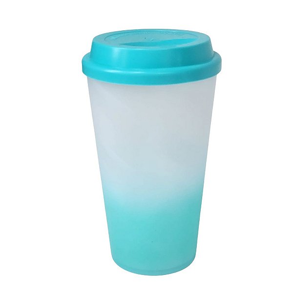 Copo Buck 500ml Degradê com Tampa Verde Tiffany