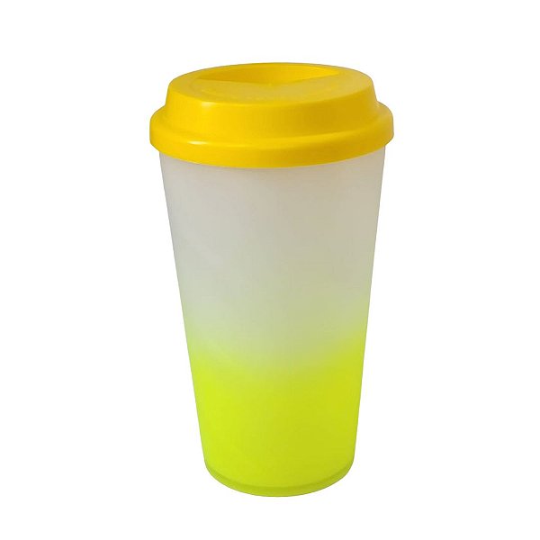 Copo Buck 500ml Degradê com Tampa Amarela