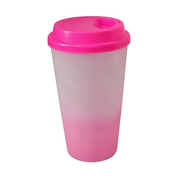 Copo Buck 500ml Degradê com Tampa Pink