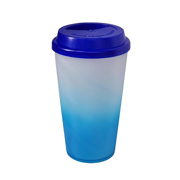 Copo Buck 500ml Degradê com Tampa Azul