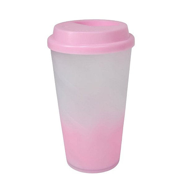 Copo Buck 500ml Degradê com Tampa Rosa