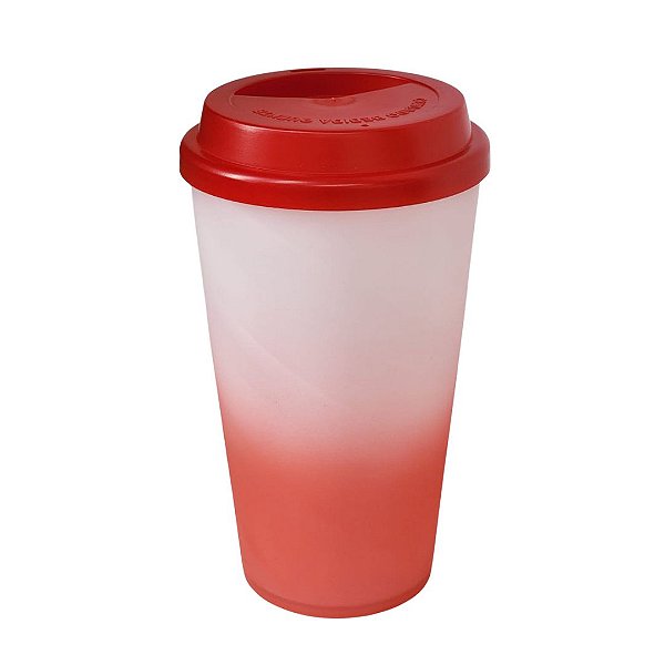 Copo Buck 500ml Degradê com Tampa Vermelha