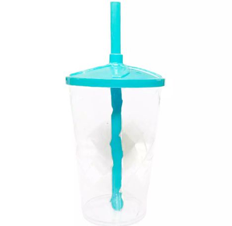 Copo Twister 500ml Transparente com tampa e canudo Verde Tiffany