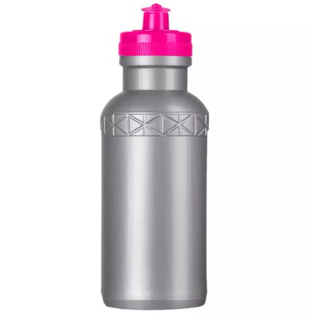 Squeeze de Plástico Prata c/ Prime 500ml com tampa Pink - Sem Gravação