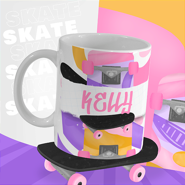 Caneca Personalizada - Volta as Aulas Skate Rosa