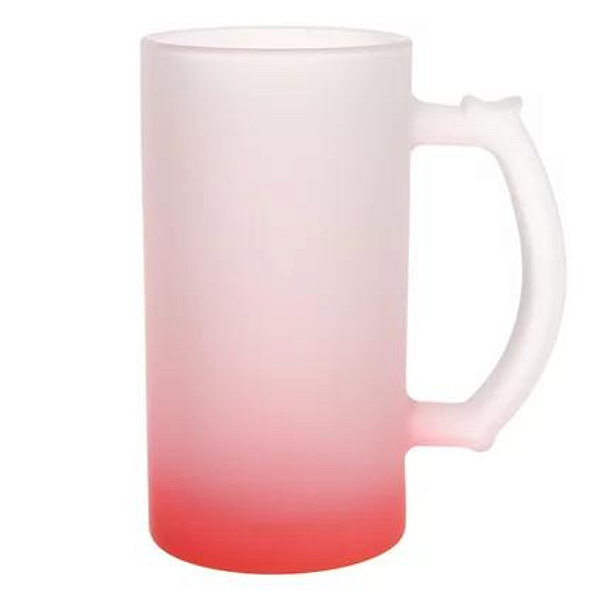 Caneca de Chopp Vidro 475ml Jateada Vermelha Fosca Metalnox