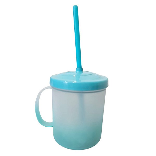 Caneca Kids Canudo 325ml Degradê Verde Tiffany