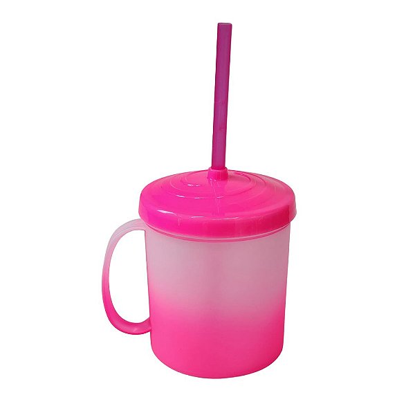 Caneca Kids Canudo 325ml Degradê Pink