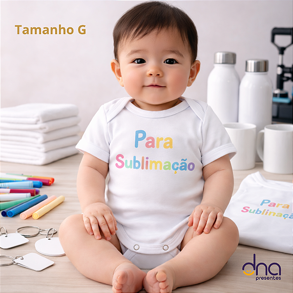 Body Baby Manga Curta Branco - Tamanho G - Para Sublimação