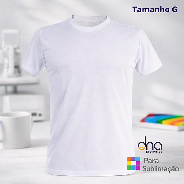 Camiseta Tradicional Branca Comfort Adulto Poliester G - Para Sublimação