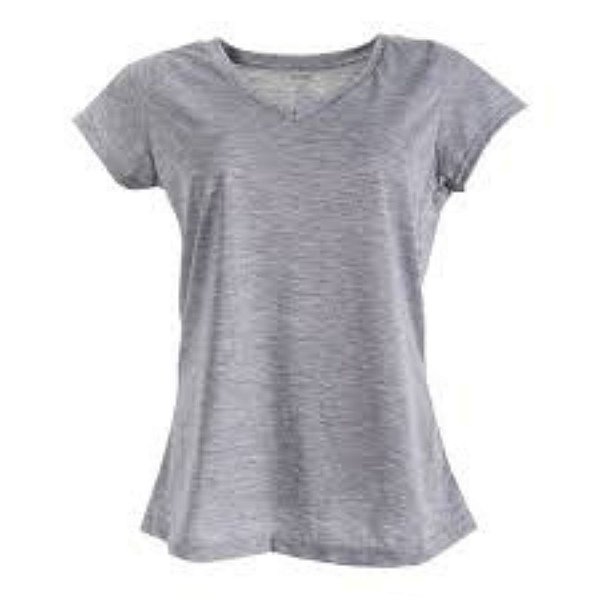 Camiseta Gola V Feminina Cinza Adulto Poliester GG