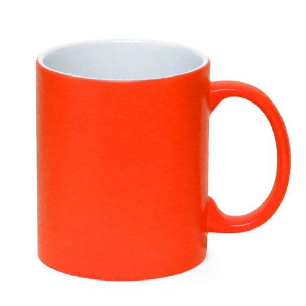 Caneca Cerâmica 325ml Laranja Neon Fosca Live