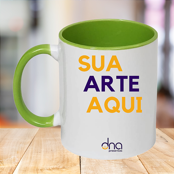 Caneca Personalizada Alça e Interior Verde Light "Sua Arte Aqui"