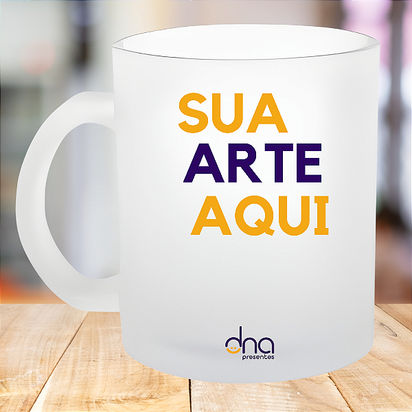 Caneca Personalizada Vidro Jateado Fosco "Sua Arte Aqui"