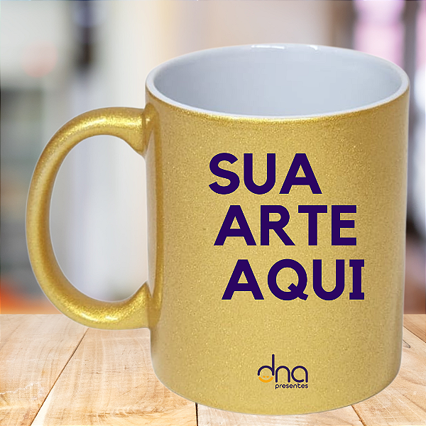Caneca Personalizada Perolada Dourada "Sua Arte Aqui"