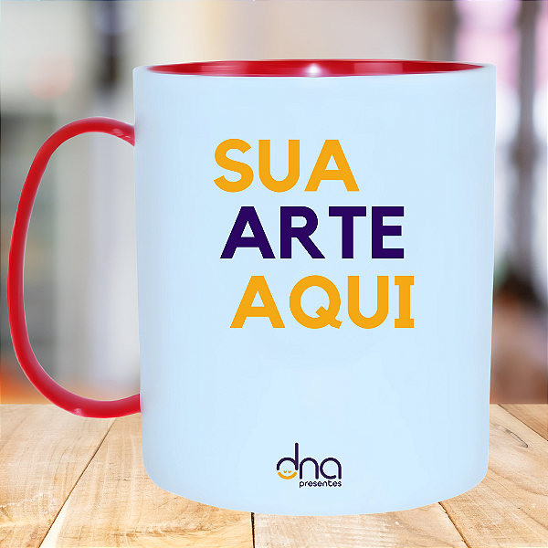 Caneca Personalizada de Polímero Alça e Interior Vermelha "Sua Arte Aqui"